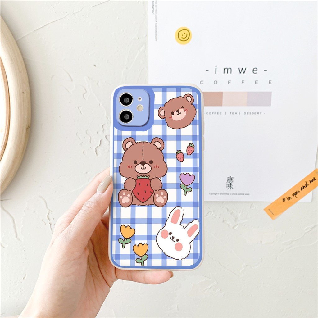 Ốp Lưng Điện Thoại Iphone - ốp iphone 13 pro max In Hình bear rabit cạnh vuông 6/7/8/Plus/X/Xr/11/Pro/Max/12/13/promax