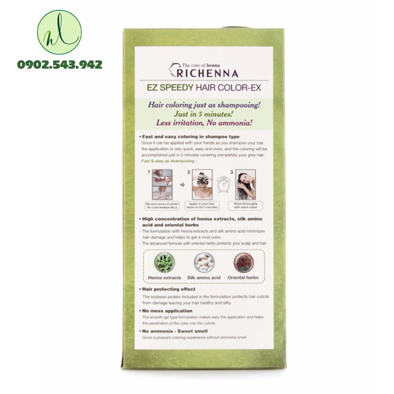 Gội nhuộm tóc bạc Richenna Hàn Quốc 06