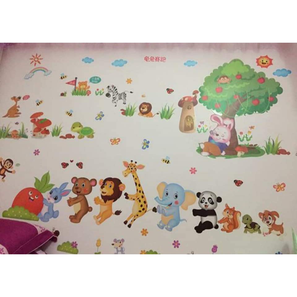 Tranh dán tường cho bé Combo hình Động Vật ngộ nghĩnh