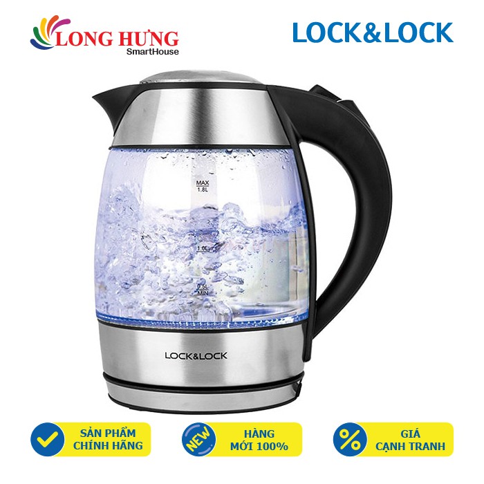 [Mã SKAMA9 giảm 8% đơn 250K] Bình đun siêu tốc Lock&Lock 1,8 lít EJK418SLV - Hàng chính hãng