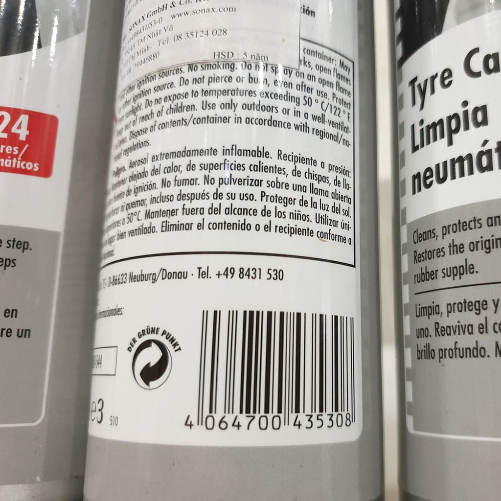 Làm đen bóng, bảo dưỡng lốp xe cao su mềm mại dạng bọt 400ml - Sonax tyre care