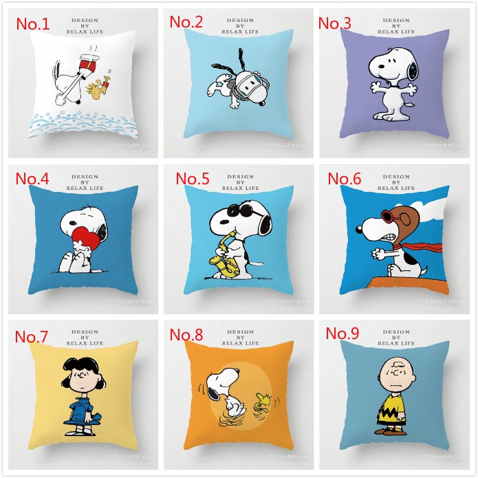 Vỏ Bọc Đệm Ghế sofa / Giường Ngủ Bằng Vải Bông In Họa Tiết snoopy Trang Trí Nhà Cửa Kích Thước 45x45cm