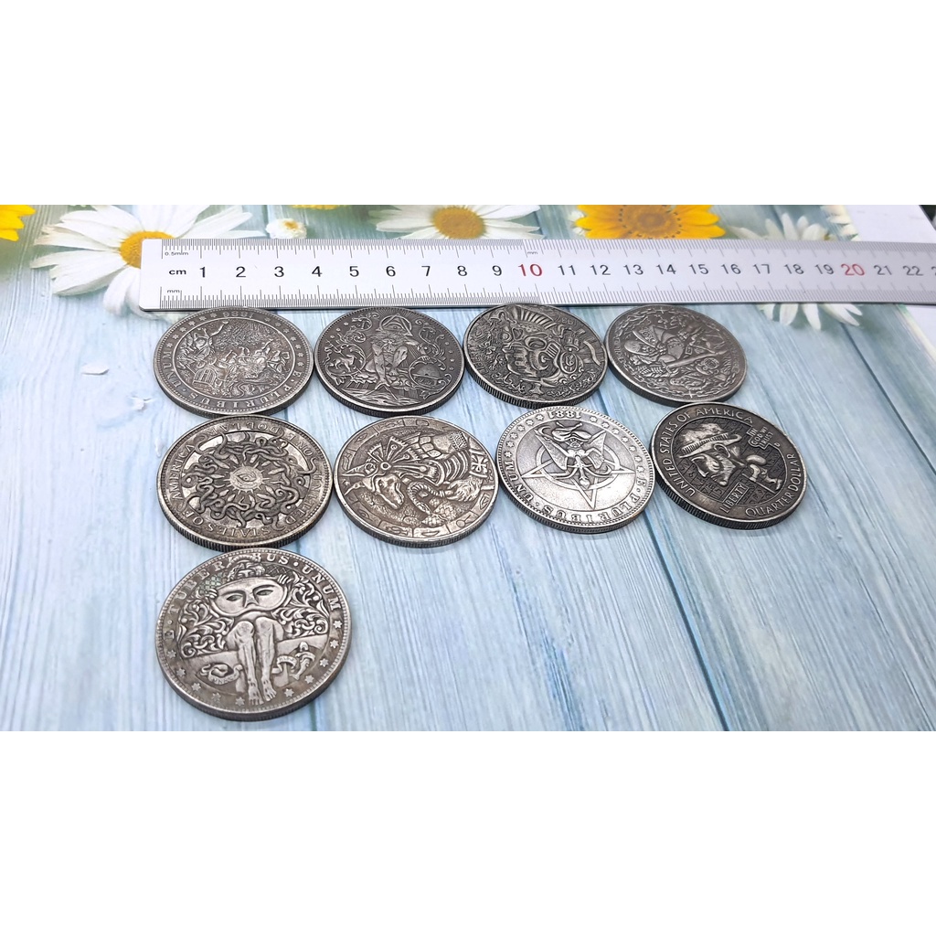 [ 4cm ] Đồng xu Đồng xu lưu niệm khắc hình hợp kim mạ màu nhiều mẫu ( không hộp nhựa ) - Baystore