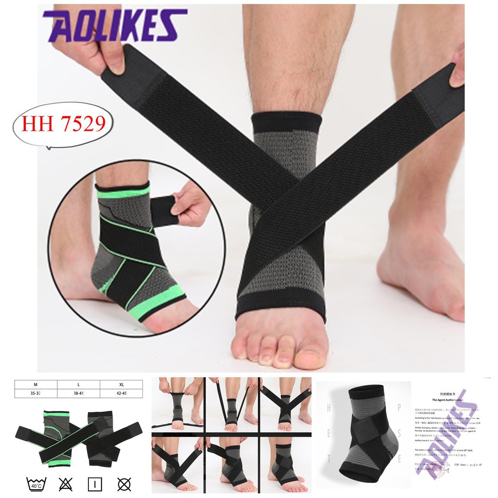 đai cuốn cổ chân Aolikes HH 7529  bó chân bảo vệ mắt cá quấn thể thao gym đá bóng chạy bộ yoga tất hở ngón