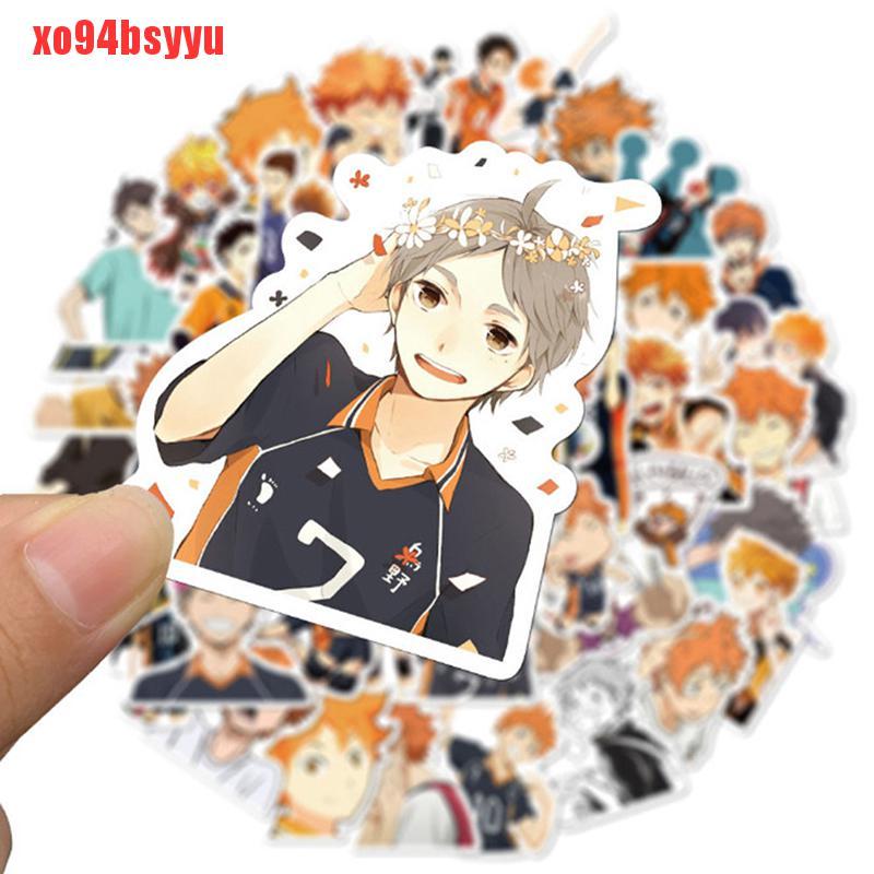 [Xo94Bsyu] 50 Chiếc Anime Haikyuu!! Miếng Dán Trang Trí Laptop Vali Hình Quả Bóng Chuyền Xinh Xắn