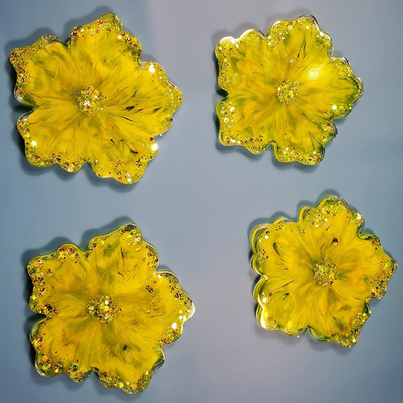 Set 5 khuôn silicone làm đế lót ly DIY tiện dụng