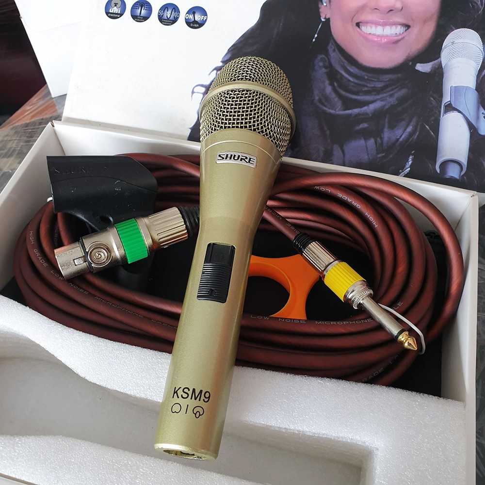 Micro Karaoke Micro Shu KSM9 có dây, cao cấp - Hát Cực Hay Kèm Chống Lăn Mic