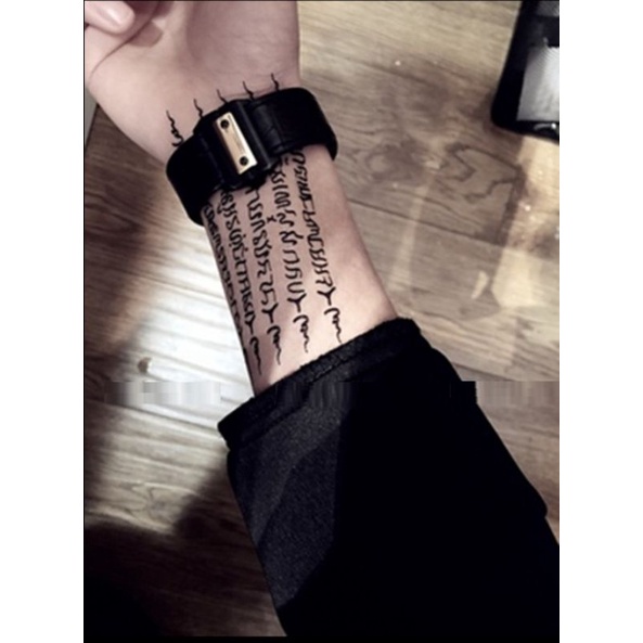 Hình dán tạm thời 5 dòng chữ phiên bản new x224. Xăm dán tatoo mini size <10x6cm, không chống nước