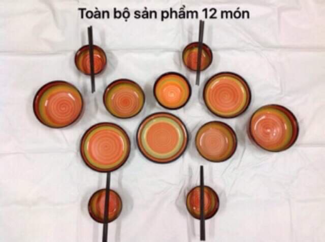 Bộ bàn ăn sứ cầu vồng 12 món theo phong cách cổ điển Vintage