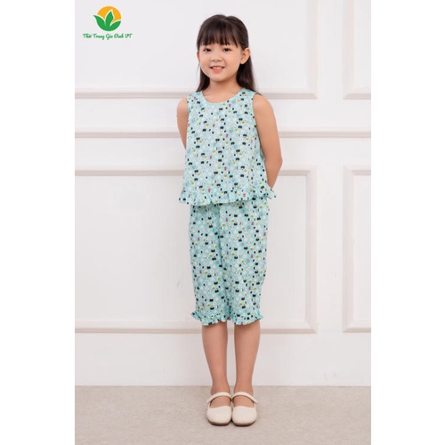 Bộ cotton mặc nhà bé gái quần đùi, áo sát nách B65.2102 - Thời Trang Gia Đình VT