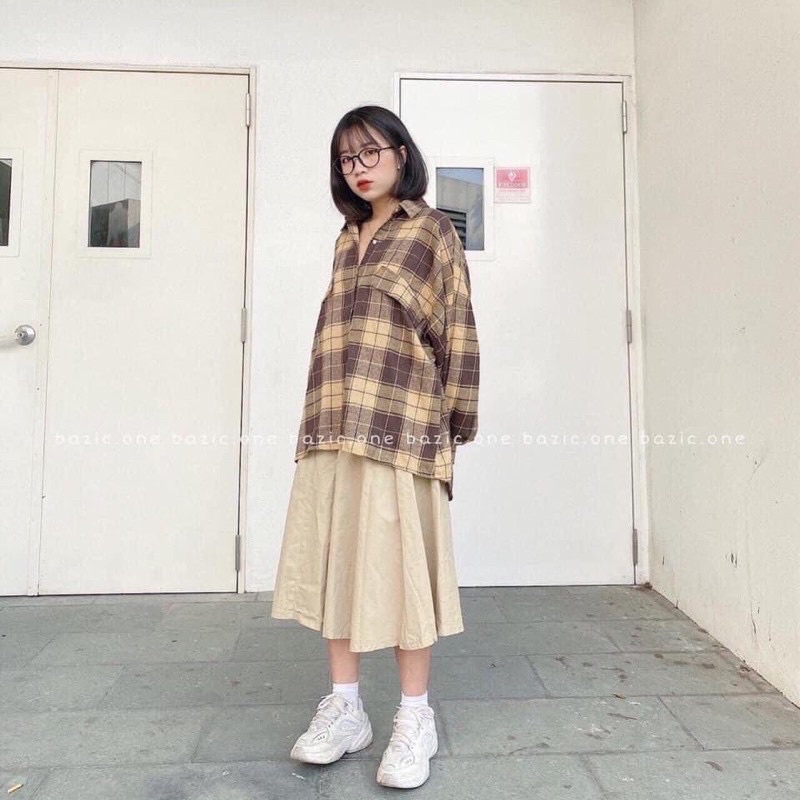 Áo sơ mi kẻ br túi ngực ulzzang form rộng hàn quốc/ Áo sơ mi caro nam nữ dài tay trẻ trung cá tính