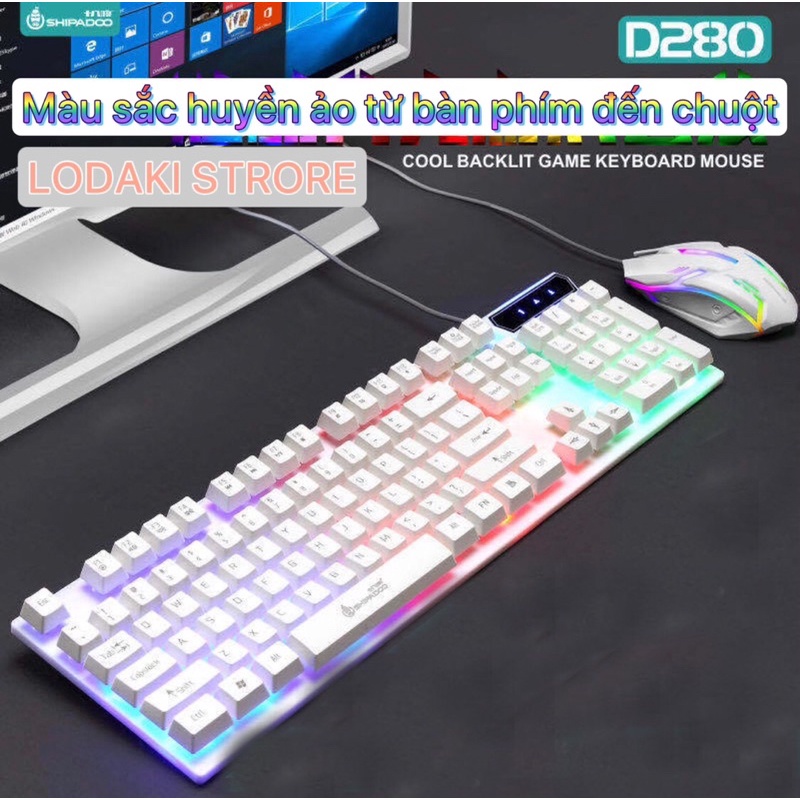 Bàn phím bộ bàn phím và chuột USB có dây chơi bàn phím chơi game phát sáng, bàn phím chống nước cảm giác cơ học nổi trội