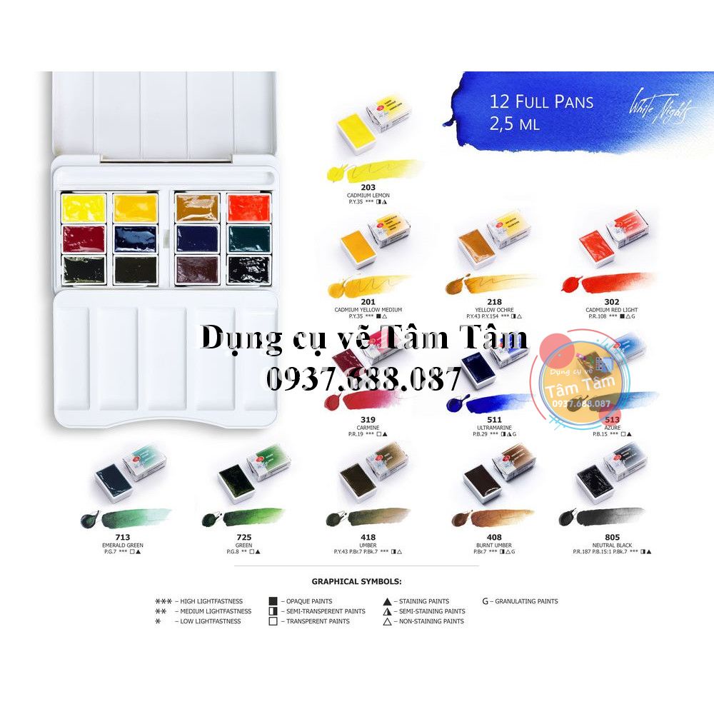 -Màu nước WhiteNights 12 màu , Whitenights-