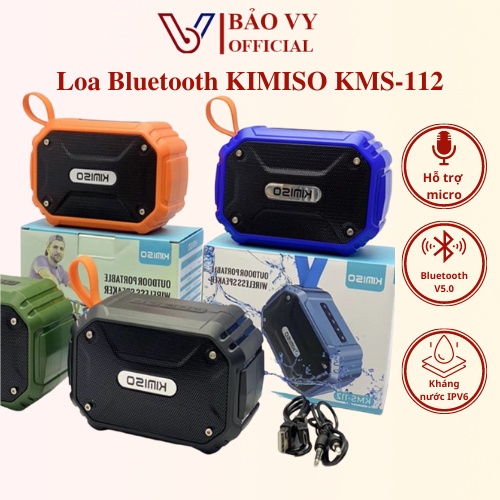 Loa bluetooth xách tay mini KIMISO KMS-112 SATOPA chống nước đi mưa chất lượng âm thanh cực tốt, nhỏ gọn