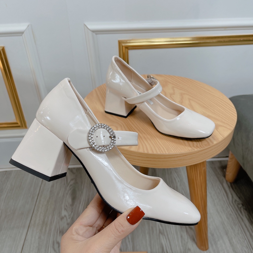 Giay 6p Gót vuông ZARA Mũi TRÒN Da Mềm Êm Fullbox Bill Túi Cao Cấp