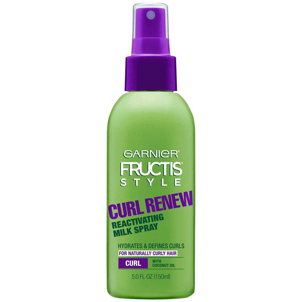 Bình xịt dưỡng &amp; giữ nếp tóc Garnier Fructis Style Curl Renew Reactivating Milk Spray For Curly Hair 150ml (Mỹ)