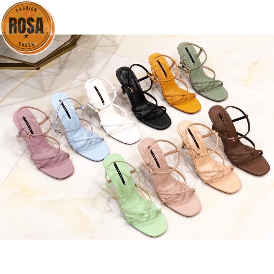 Giày Cao gót Sandal 2 quai chéo ống 7p CG0458 Mys Loviie.Corner Rosa Shoes