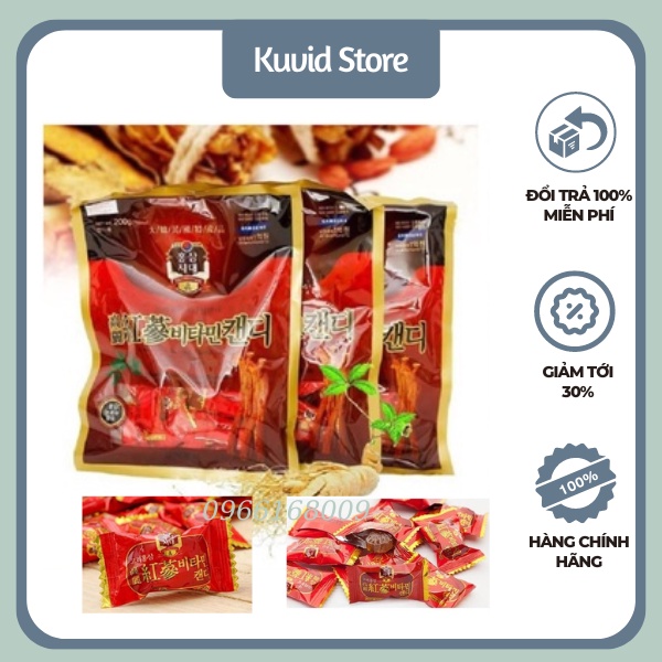 Kẹo Hồng Sâm Hàn Quốc, Túi 200g, Thơm Ngon Bổ Dưỡng, Giàu Tinh Chất Sâm 01