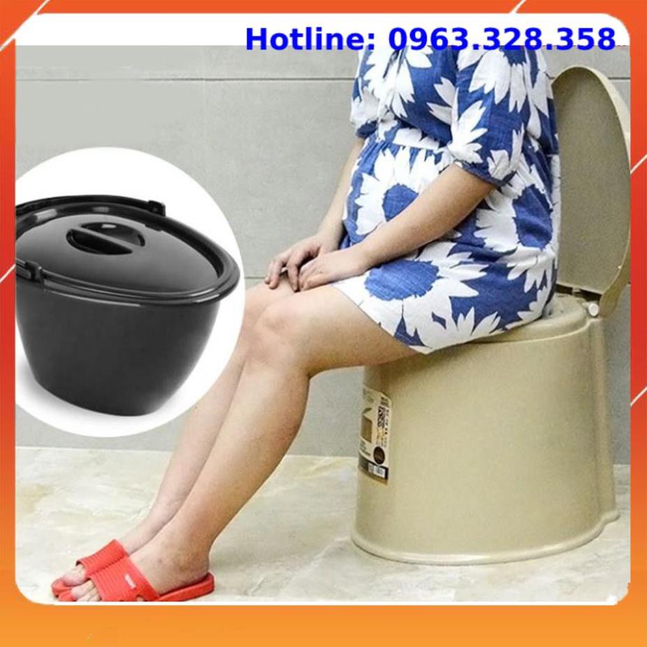 Bô nhựa vệ sinh, bệ toilet di động bằng nhựa trắng cao cấp (màu ngẫu nhiên)