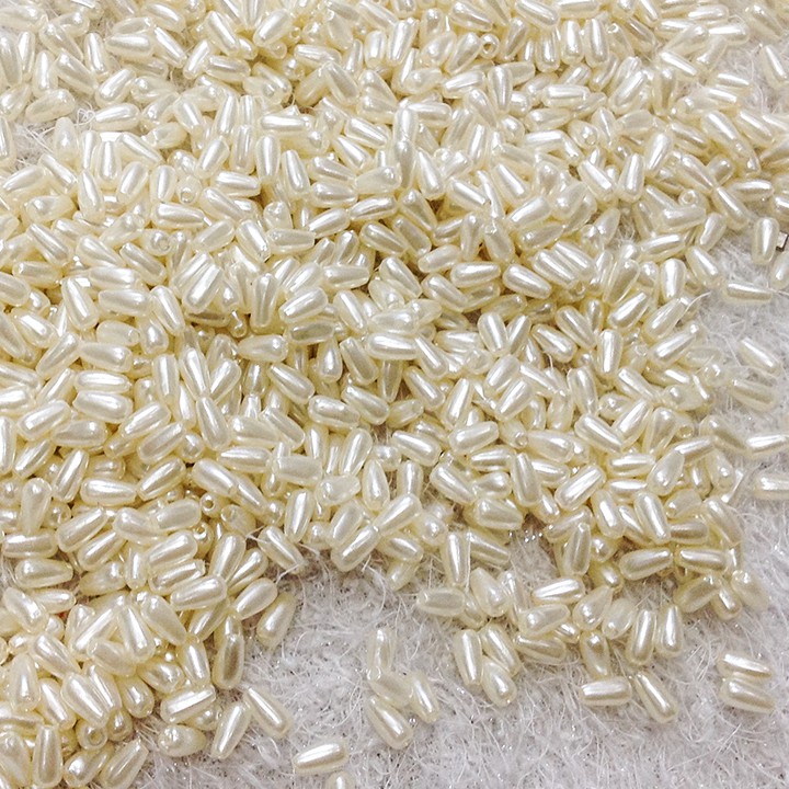 Gói 200 hạt cườm trai nhựa dài 6mm lúa gạo nhựa size 6li trang trí thủ công làm vòng tay sang trọng