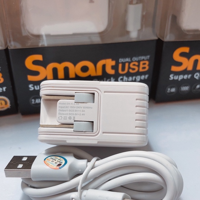 V8-Bộ Sạc nhanh Koracell 2.4A cổng Micro (có 2 cổng USB) Hàng Chính Hãng, bảo hành 12 tháng