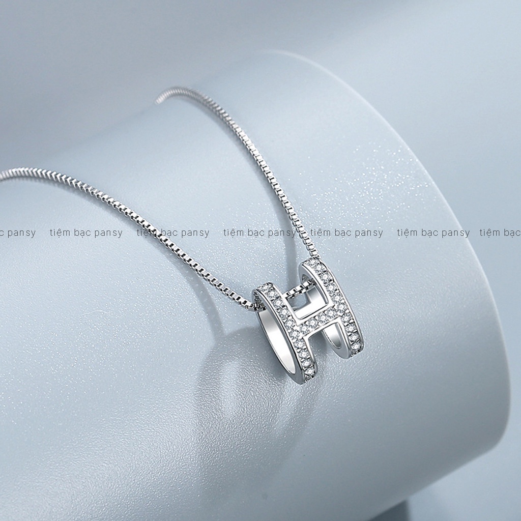 Dây chuyền bạc nữ PANSY mặt hình chữ H thời trang, vòng cổ kí hiệu chữ H đơn giản bằng bạc thật