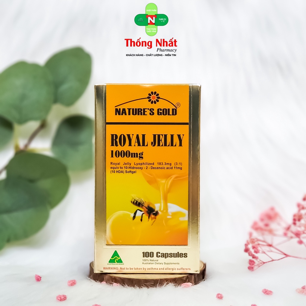 Viên uống đẹp da chống lão hoá tăng cường sinh lý nam nữ Nature's Gold Royal Jelly 1000mg hộp 100 viên