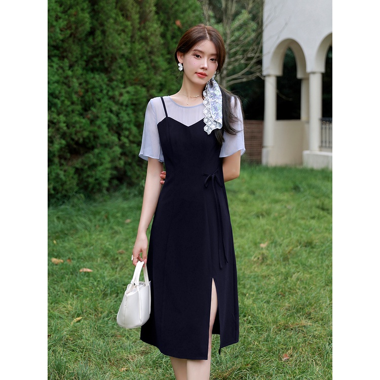 đầm midi đầm đen đầm 2 dây nữ váy cổ yếm váy xẻ tà váy cổ yếm đầm vintage váy tiểu thư sang chảnh đầm bigsize nữ váy nữ xinh váy đi chơi đầm đi tiệc đầm nữ