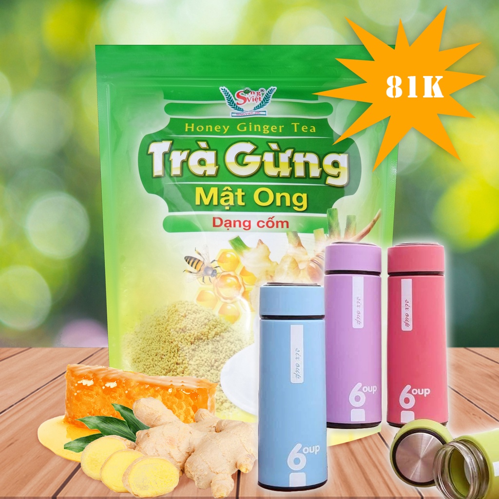 Mua 1 bịch Trà gừng mật ong cao cấp dạng cốm Sing Việt 400gram tặng ngay 1 bình nước