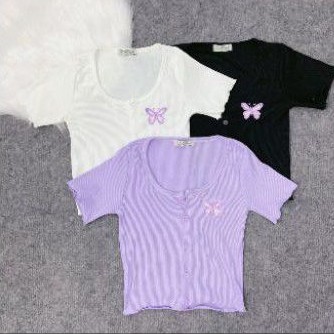 Áo croptop thêu bướm