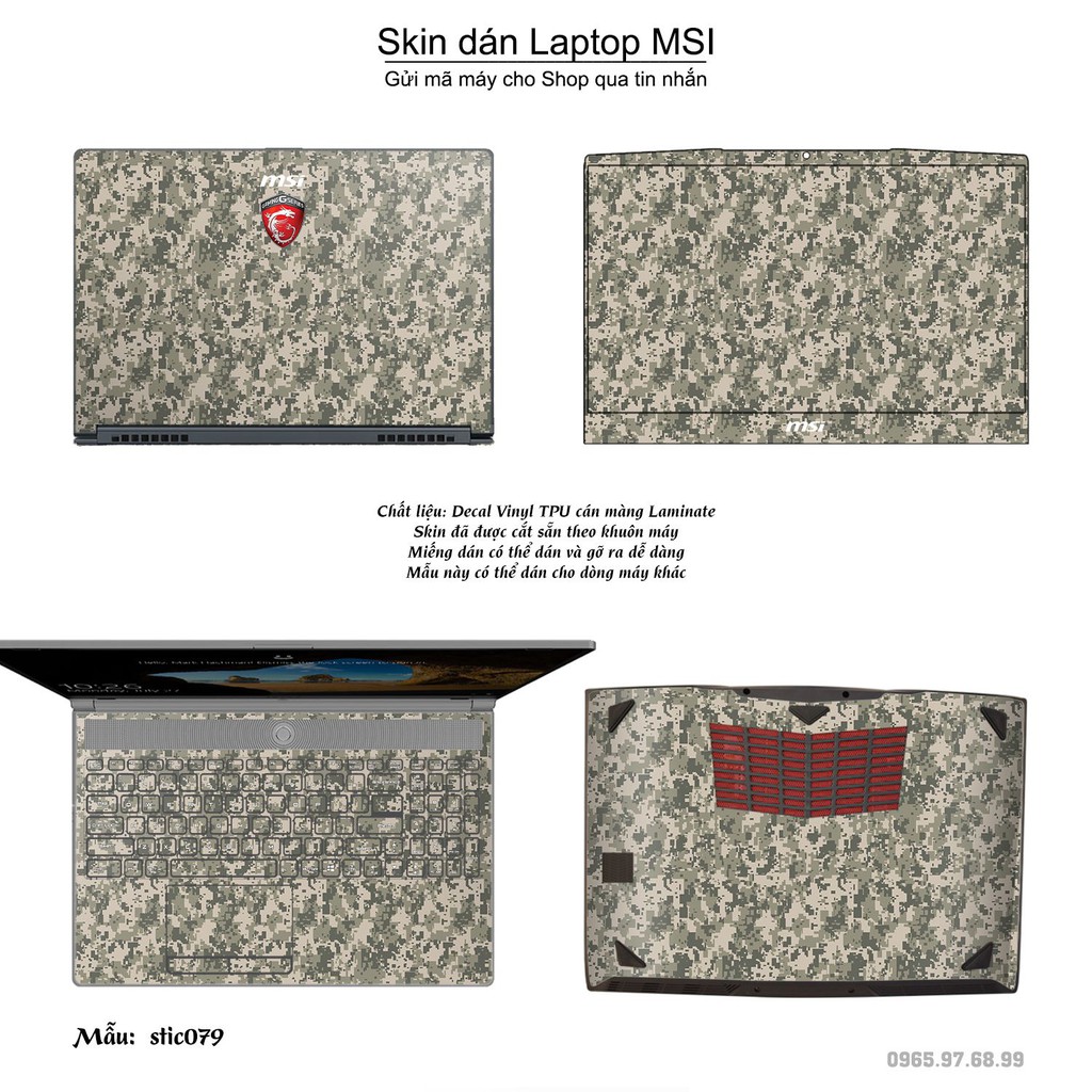 Skin dán Laptop MSI in hình Hoa văn sticker _nhiều mẫu 13 (inbox mã máy cho Shop)