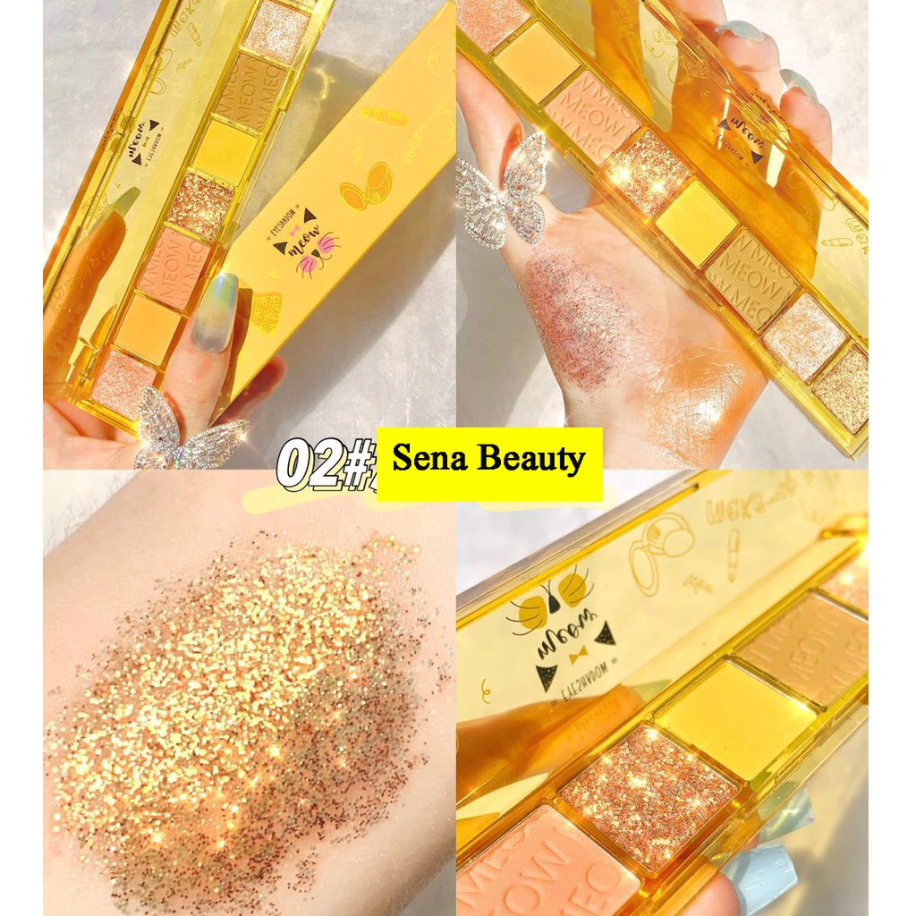 Bảng phấn mắt nhũ lì 9 ô Xixi Meow Meow dẹp Senabeauty | BigBuy360 - bigbuy360.vn