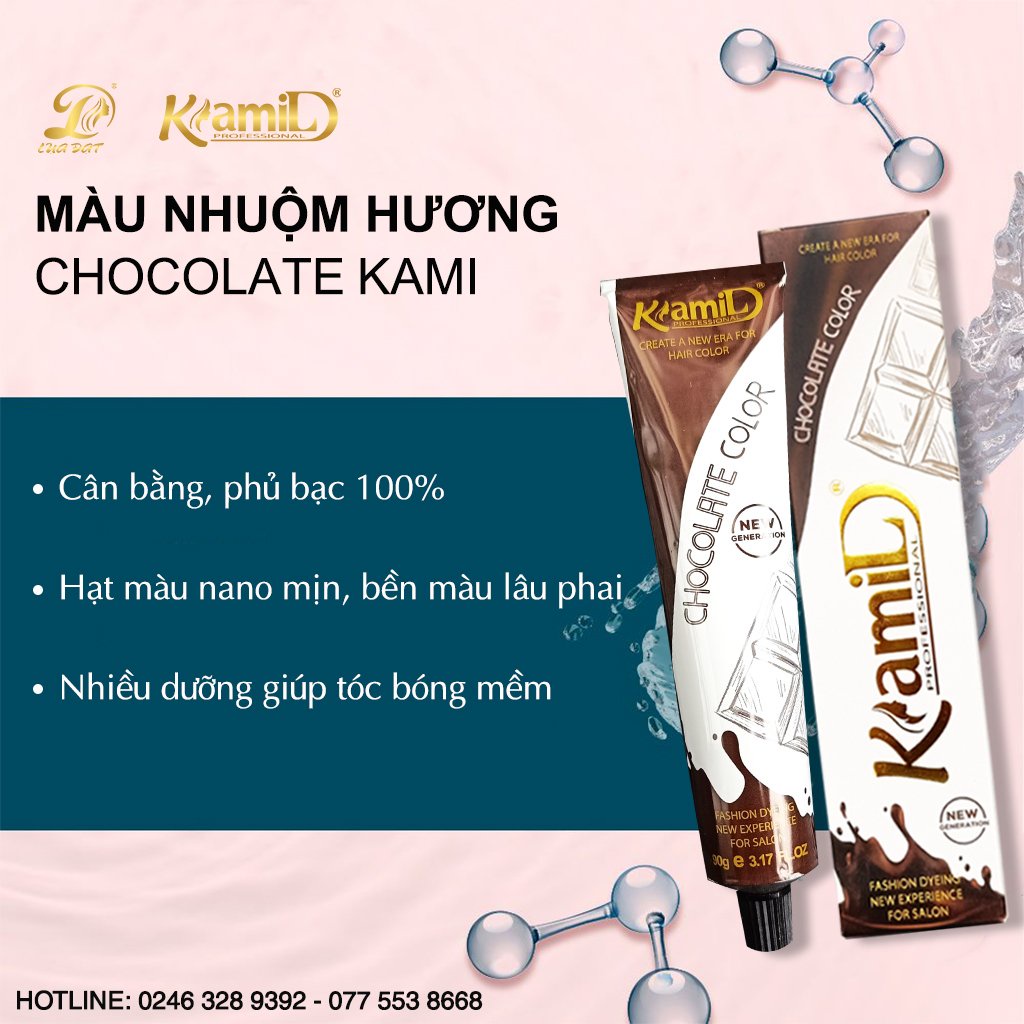 [GIÁ SỈ] Thuốc nhuộm tóc collagen KAMI,thuốc nhuộm không cần tẩy hương socola thế hệ mới - phủ bạc (Ko kèm trợ nhuộm)