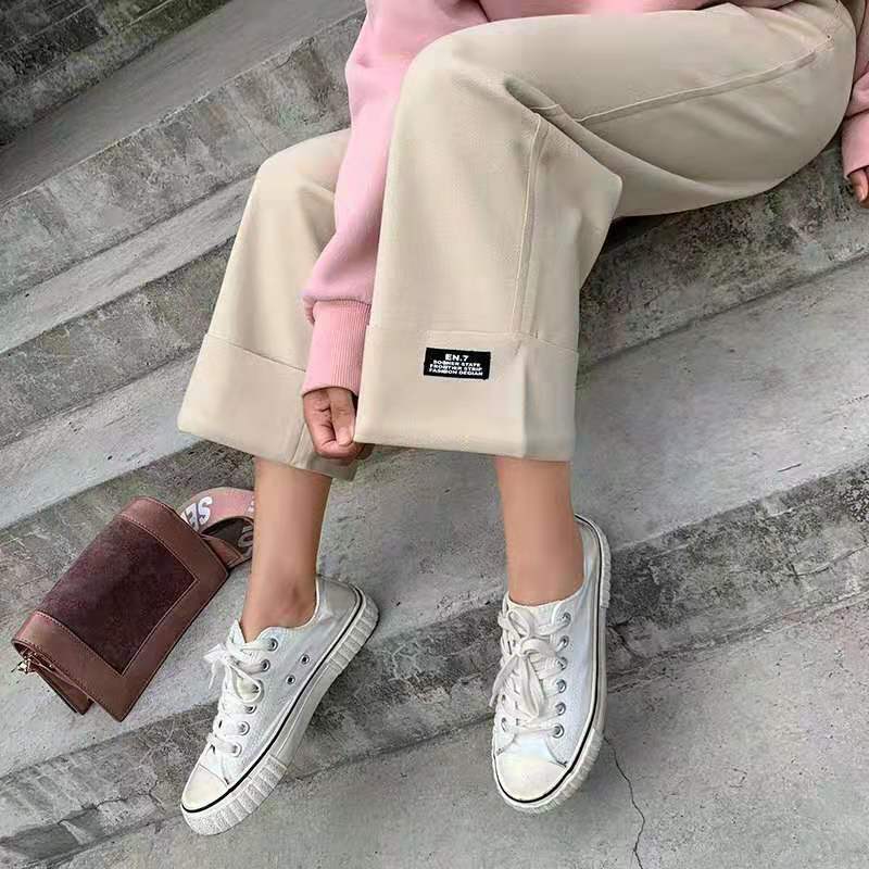 Women Wide Leg Pants Thick Wool Cloth High Waist Loose Straight Leg Pants | BigBuy360 - bigbuy360.vn