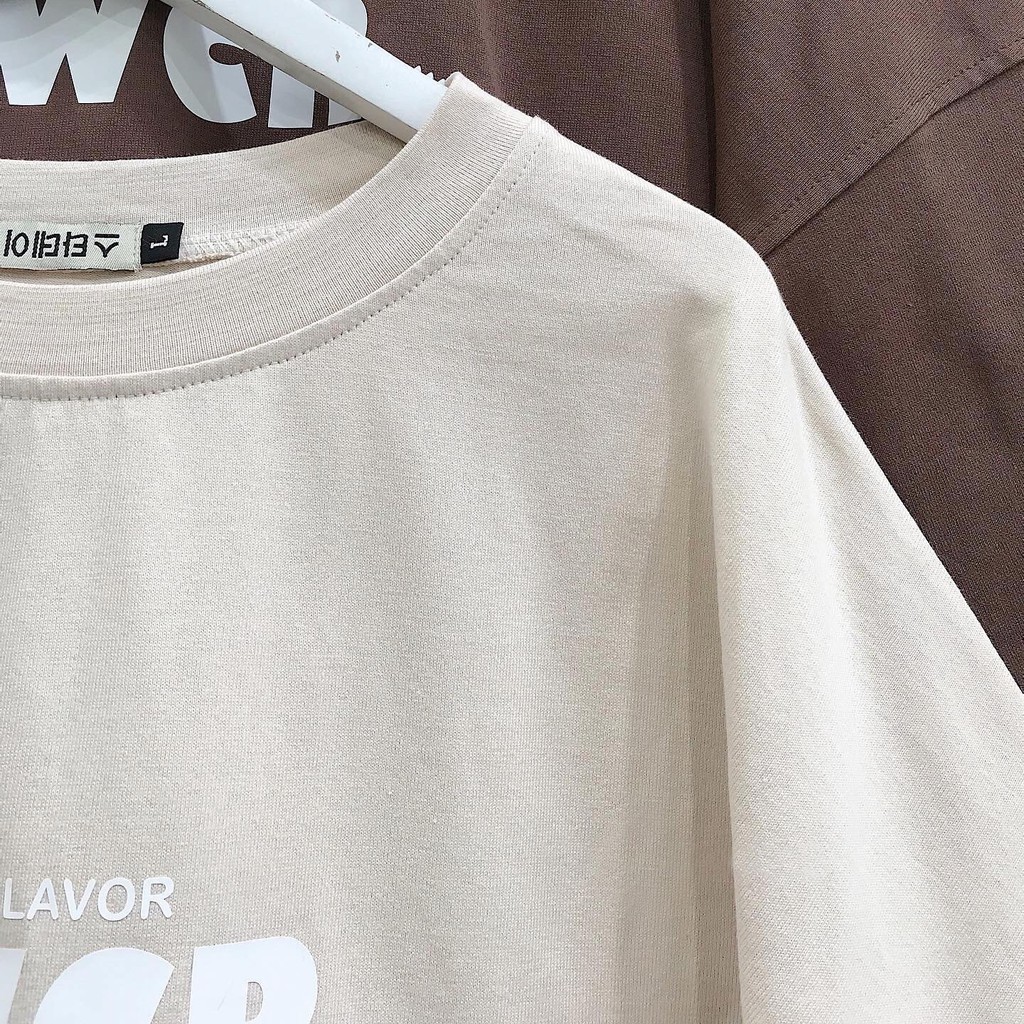 Áo Thun Nữ Dài Tay Form Rộng Basic Áo Phông Nữ Cổ Tròn Xẻ Tà GWCR Chất Liệu Cotton 4 Màu Be Nâu Xanh Than Nâu Đất 1803
