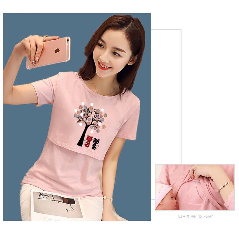 Áo Thun Phối Túi Thời Trang Mùa Hè Cho Mẹ Bầu