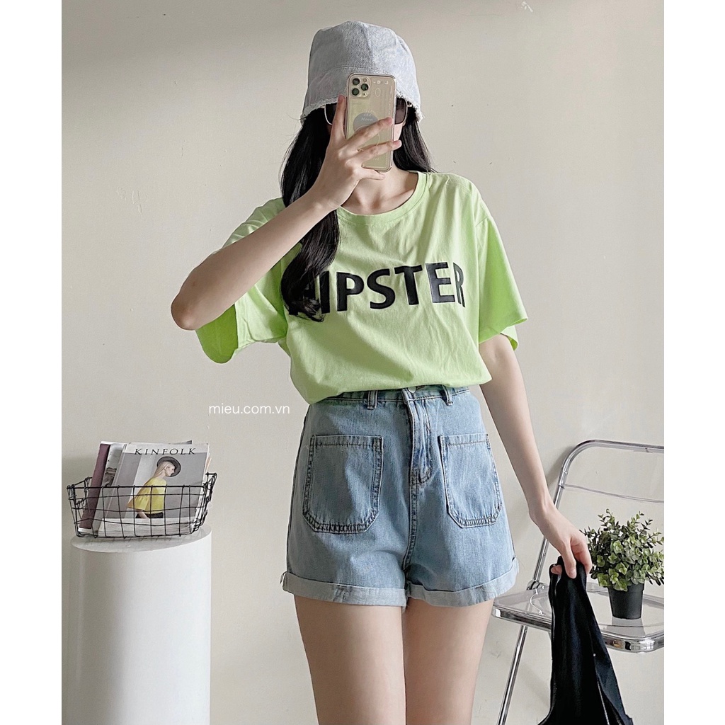 [Miều] Áo thun in hình chữ Hipster