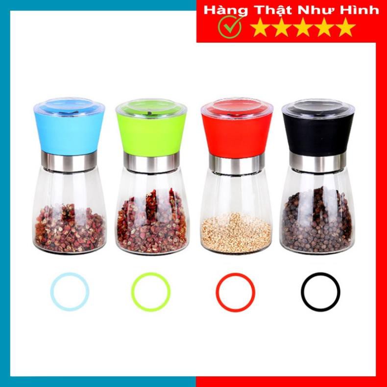 Cối Xay Tiêu Cầm Tay Thủy Tinh, Lọ Xay Tiêu Mini Tiện Dụng