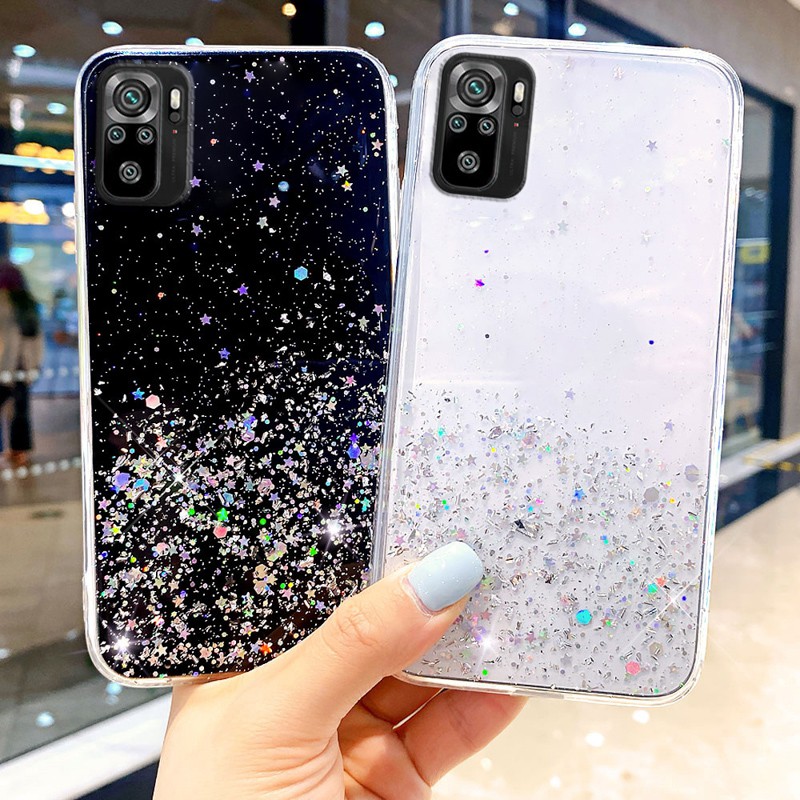 XIAOMI ốp điện thoại Bằng Silicone Mềm Trong Suốt Có Kim Tuyến Cho Redmi Note10 / Redmi Note 10 Pro / Redmi 9t / K40 / K40 Pro