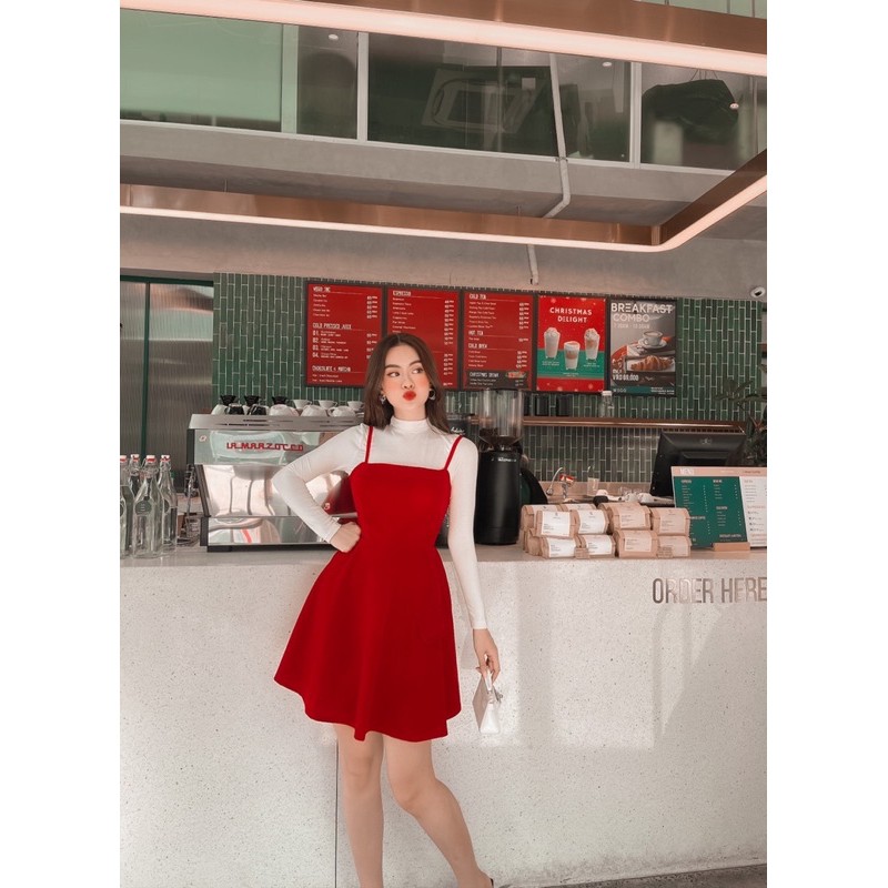 TPHCM Set Ao Trắng Đầm Yếm Đỏ xinh Xỉu CO SAN
