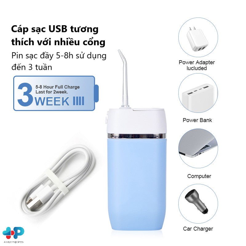 Máy tăm nước AOW01 nhỏ gọn bình chứa nước 165ml, nhập khẩu chính hãng, tiêu chuẩn Châu Âu