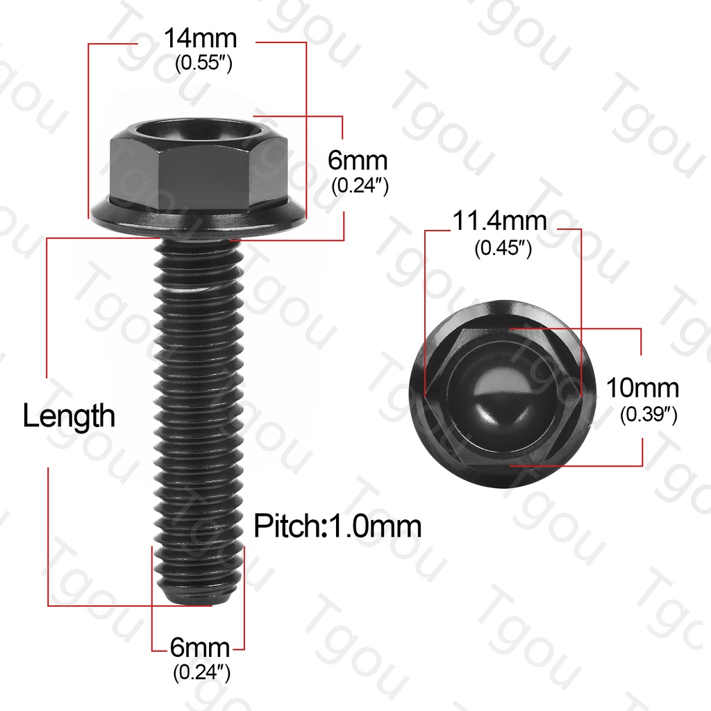 Bu Lông Lục Giác Bằng Titan M6x10 15 20 25 30 35mm DIN6921 Chuyên Dụng Cho Xe Máy