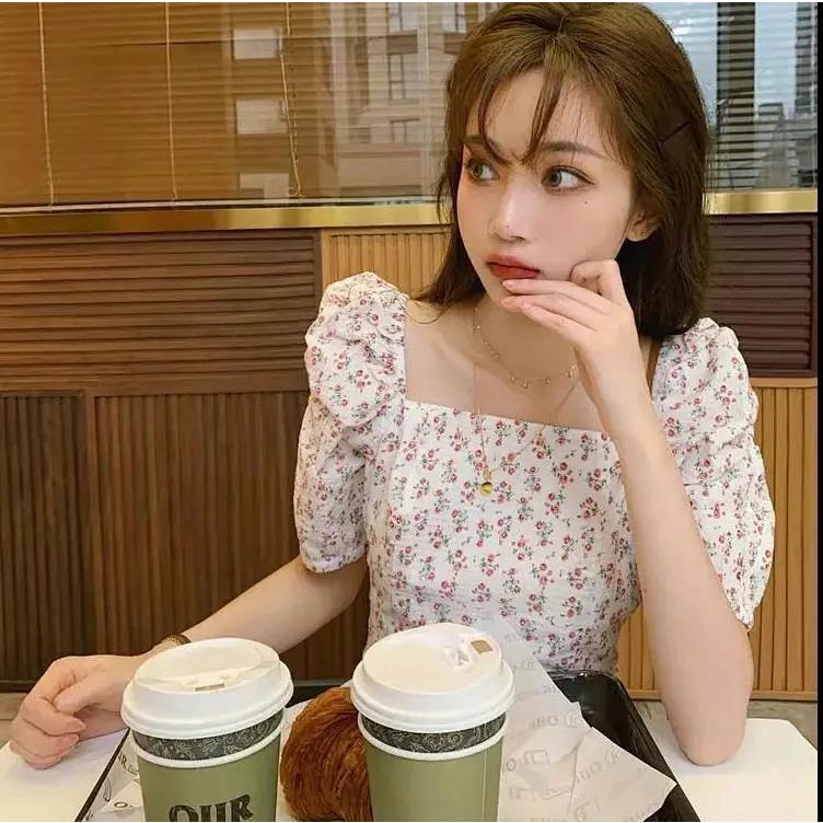 Đầm Voan Tay Ngắn In Hoa Thời Trang Hè Phong Cách Hàn Quốc Cho Nữ