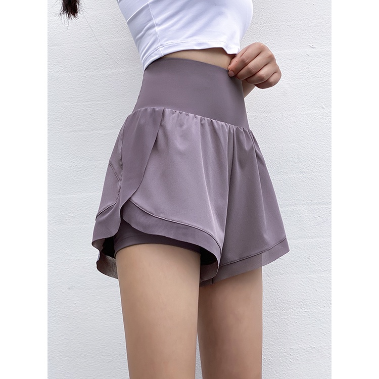 Quần short thể thao ANRAN lưng cao dáng rộng nhanh khô cao cấp thời trang cho nữ