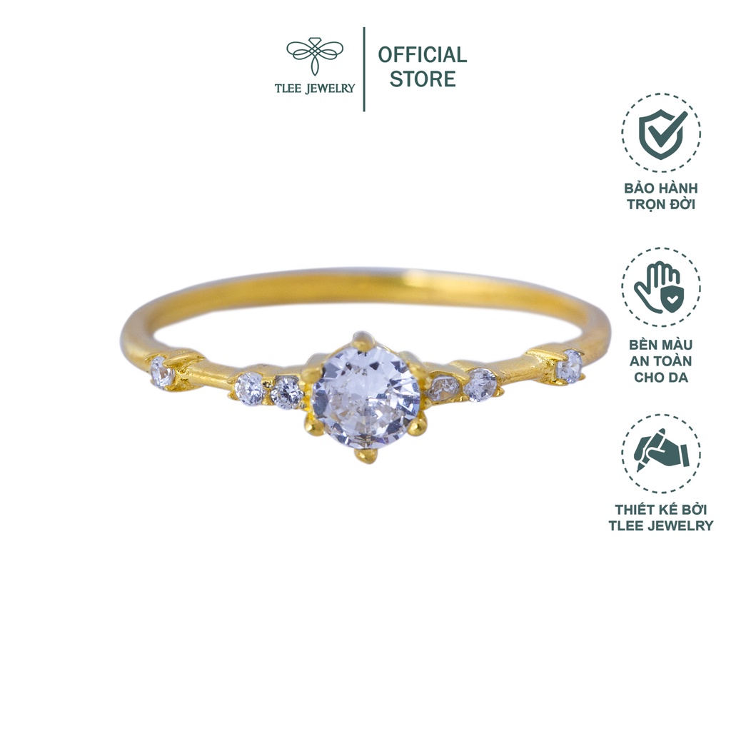 Nhẫn bạc nữ TLEE Snow Nor mạ vàng 14k nạm đá lấp lánh TleeJewelry A0129