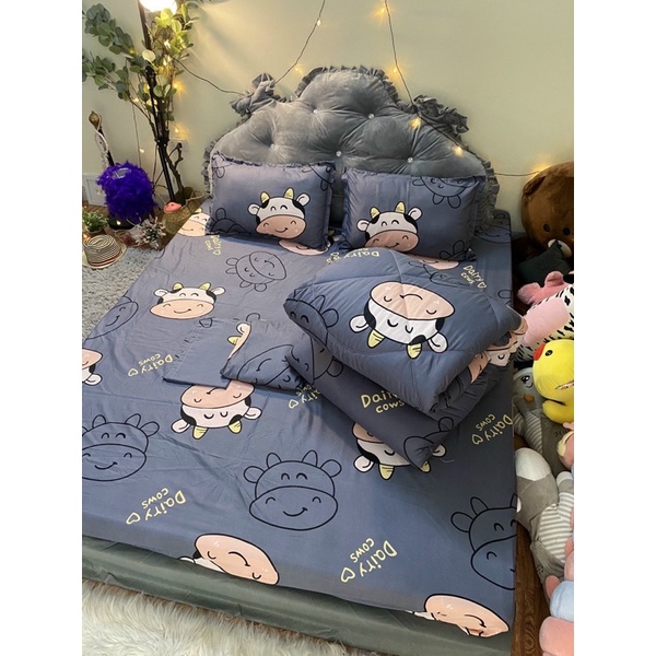 Set Chăn phao 5 món_Polly Cotton_Bò sữa_Doraemon