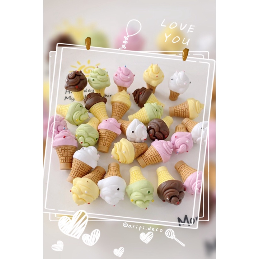 Charm cây kem ốc quế ice cream 5 vị B3 /Nguyên liệu làm phụ kiện handmade vòng tay / resin