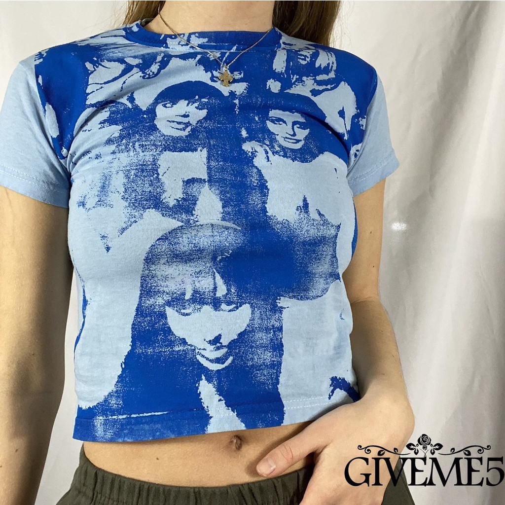 Áo thun tay ngắn cổ tròn in hình thời trang dành cho nữ