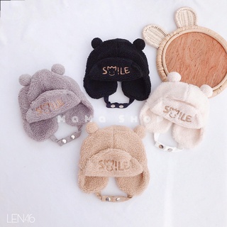 Len46 Nón len phi công họa tiết chữ Smile hai lớp dày dặn giữ ấm cho bé 6-24 tháng của Mama Ơi- Thời trang cho bé