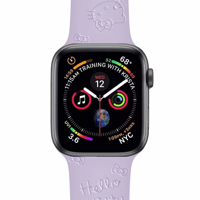 Dây Đeo Đồng Hồ Bằng Silicone Hình Mèo Kitty Cho Apple Watch 38mm 40mm 41mm 42mm 44mm 45mm Series 8 7 6 SE 5 4 3 2 1